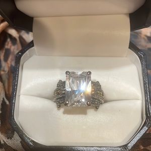 CZ and marcasite sterling silver ring
